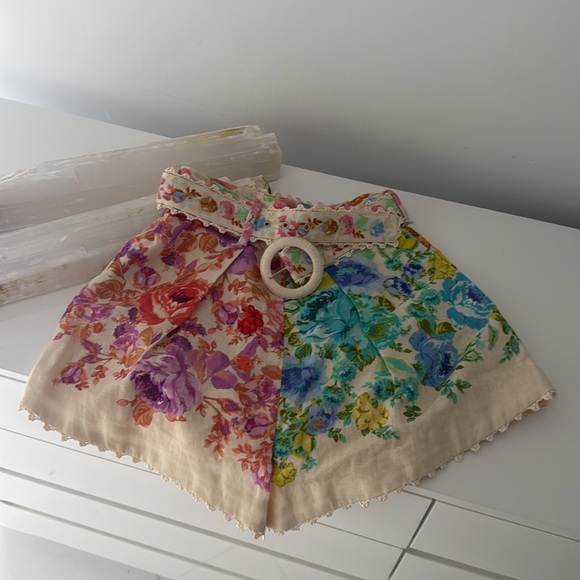 Zimmermann High Waist Floral Shorts - Cream and Multicolor - Picture 6 of 8